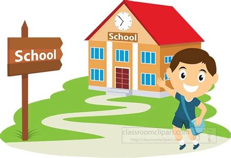 boy going to school clipart